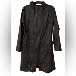 RAINS LONG HOODED TWO WAY ZIPPER JACKET M/L